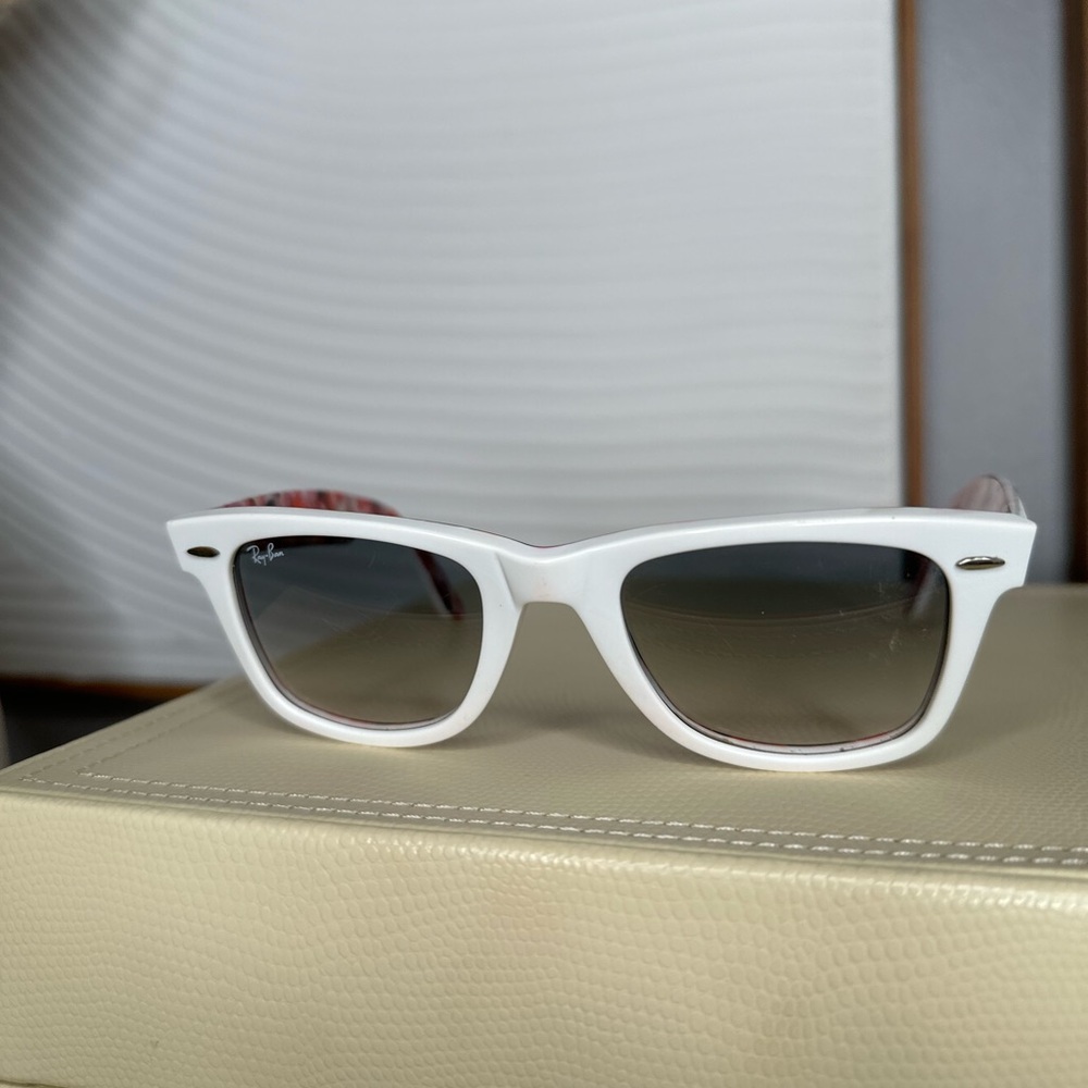 RayBan Wayfarer Sunglasses White with Floral print